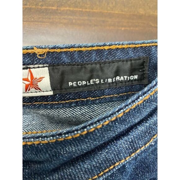 People's Liberation Embroidered Low Rise Book Cut Jeans Dark Wash Denim Y2K - 28 - Picture 3 of 11